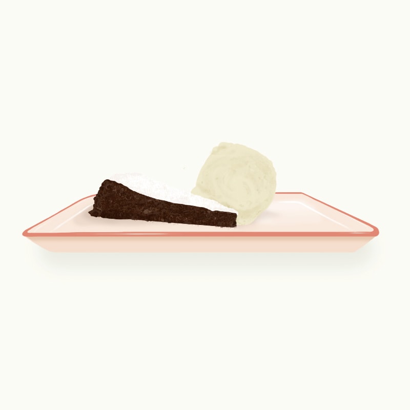 Brownie con helado en Orso Brownie con helado en Orso